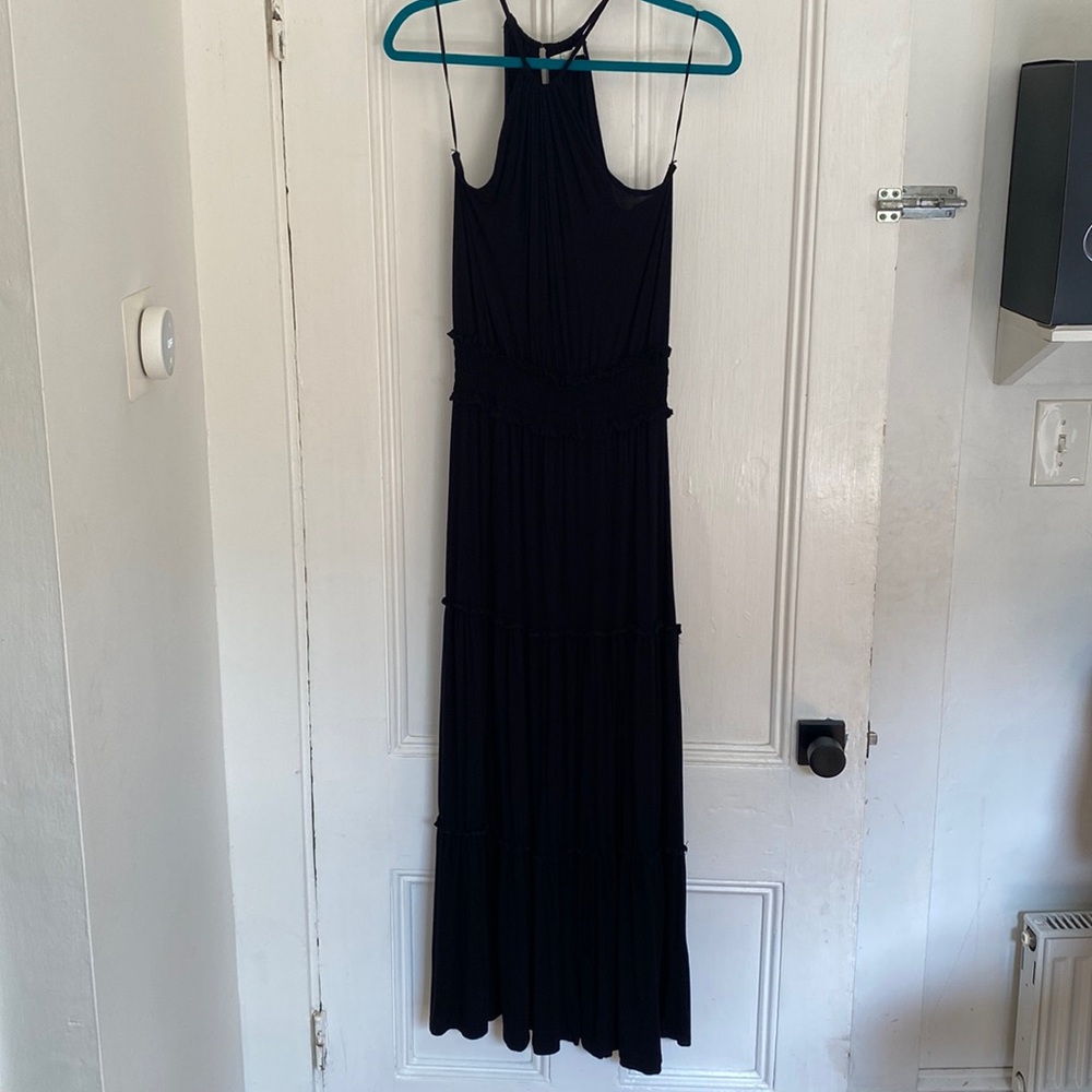 Halter Neck Black Midi Dress